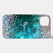 Glitter Meisjesachtig Sweet 16 Glans Teal Case-Mate iPhone Case (Achterkant (horizontaal))