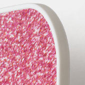 Glitter Meisjesachtige Fonkelende Roze Roze Script Pickleball Paddle (Links Detail)
