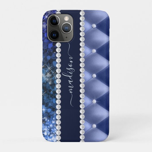 Glitter Meisjesachtige Glans Luxe Navyblauw Case-Mate iPhone Case (Achterkant)
