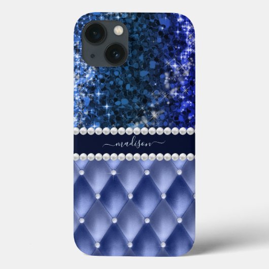 Glitter Meisjesachtige Glans Luxe Navyblauw Case-Mate iPhone Case (Achterkant)