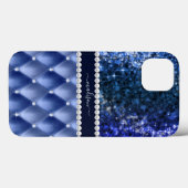 Glitter Meisjesachtige Glans Luxe Navyblauw Case-Mate iPhone Case (Achterkant (horizontaal))