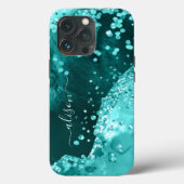 Glitter Meisjesachtige Glans Verjaardag Teal Aqua Case-Mate iPhone Case (Achterkant)