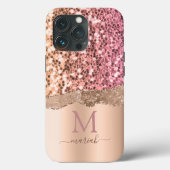 Glitter Meisjesachtige Glitter Roze Gouden Bruilof Case-Mate iPhone Case (Achterkant)