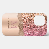 Glitter Meisjesachtige Glitter Roze Gouden Bruilof Case-Mate iPhone Case (Achterkant (horizontaal))