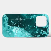 Glitter Meisjesachtige Glitter Verjaardag Turquois Case-Mate iPhone Case (Achterkant (horizontaal))