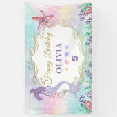 Glitter Mermaid Birthday onder Zee Banner (Verticaal)