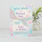 Glitter Mermaid Birthday Uitnodiging (Staand voorkant)