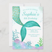 Glitter Mermaid Birthday Uitnodiging (Voorkant)