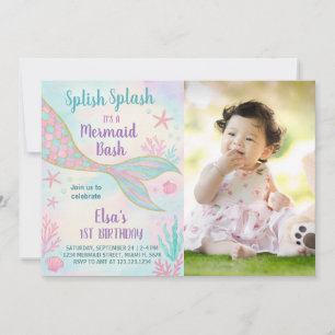 Glitter Mermaid Birthday Uitnodiging