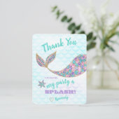 Glitter Mermaid, Dank u wel, onder het Zee Bedankkaart (Staand voorkant)