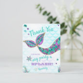 Glitter Mermaid, Dank u wel, onder het Zee Bedankkaart (Staand voorkant)