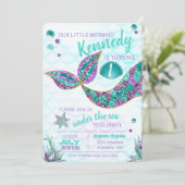 Glitter Mermaid Invitation, onder de Zee Partij, Kaart (Staand voorkant)