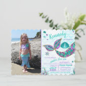 Glitter Mermaid Invitation, onder de Zee Partij, Kaart (Staand voorkant)
