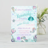 Glitter Mermaid Invitation, onder de Zee Partij, Kaart (Staand voorkant)