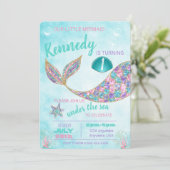 Glitter Mermaid Invitation, onder de Zee Partij, Kaart (Staand voorkant)
