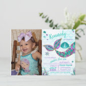 Glitter Mermaid Invitation, onder de Zee Partij, Kaart (Staand voorkant)