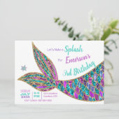 Glitter Mermaid Invitation, onder de Zee Partij, Kaart (Staand voorkant)