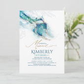 Glitter Mermaid Invitation onder het Zee Party Kaart (Staand voorkant)
