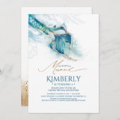 Glitter Mermaid Invitation onder het Zee Party Kaart (Voorkant / Achterkant)