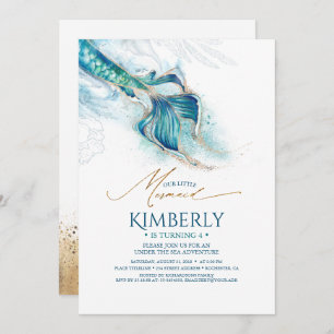 Glitter Mermaid Invitation under the Zee Party Kaart