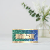 Glitter Mermaid Lijst Event Planner Blue Green Visitekaartje (Staand voorkant)