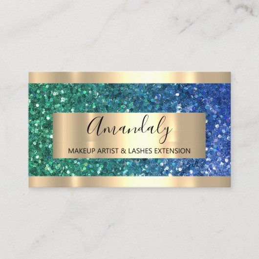 Glitter Mermaid Lijst Event Planner Blue Green Visitekaartje (Voorkant)