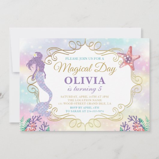 Glitter Mermaid onder de uitnodiging tot vrijdag v (Voorkant)