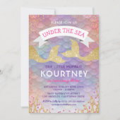 Glitter Mermaid onder de Zee Birthday Party Kaart (Voorkant)