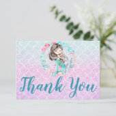 Glitter Mermaid Paars Roze Blauwgroen Hartelijk da Bedankkaart (Staand voorkant)