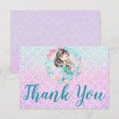 Glitter Mermaid Paars Roze Blauwgroen Hartelijk da Bedankkaart (Voorkant / Achterkant)