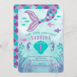 Glitter Mermaid, Paars, Tail onder het zee Kaart