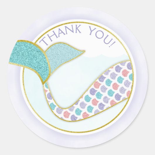 Glitter Mermaid Paars & Turquoise Hartelijk dank Ronde Sticker (Voorkant)