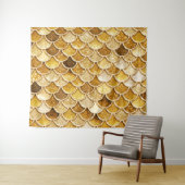Glitter Mermaid Scales, klein goud Wandkleed (In Situ (horizontaal))