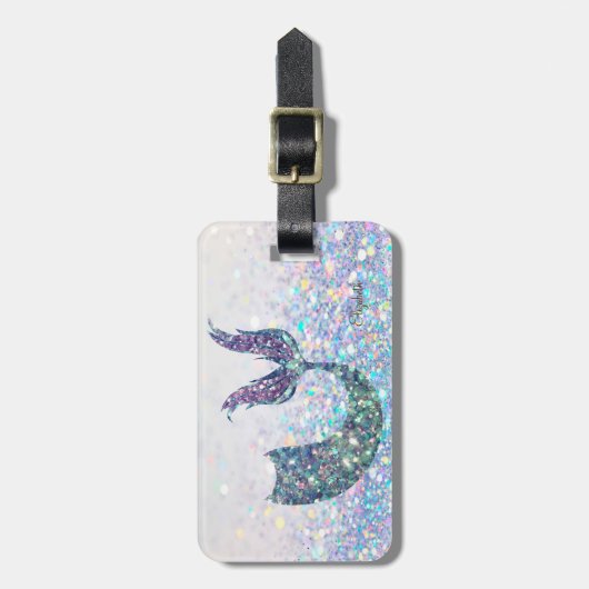 Glitter Mermaid Tail , Glitter Bokeh Bagagelabel (Voorkant verticaal)