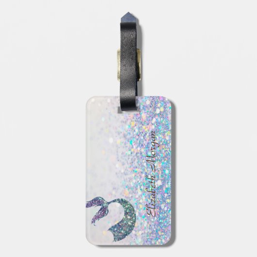 Glitter Mermaid Tail , Glitter Bokeh Bagagelabel (Achterkant verticaal)