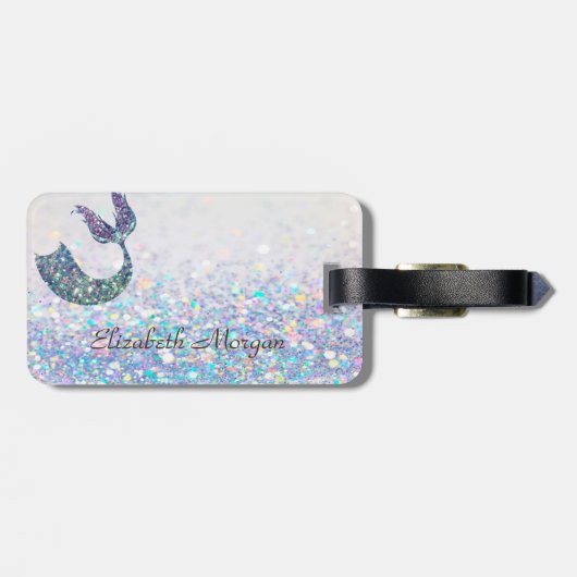 Glitter Mermaid Tail , Glitter Bokeh Bagagelabel (Achterkant horizontaal)