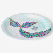 Glitter Mermaid tail Paper Borden, onder het zee Papieren Bordje (Gekanteld)