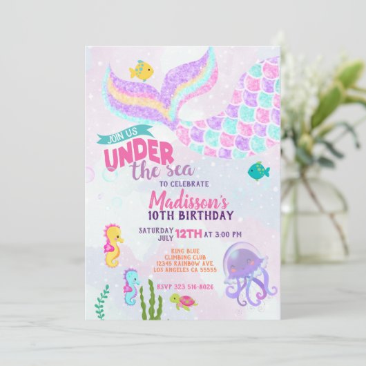 Glitter Mermaid valt onder de uitnodiging van de z (Staand voorkant)