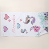 Glitter Mermaids met aangepaste naam: keukendoek Strandlaken (Voorkant)