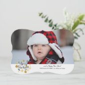 Glitter Merry Christmas-fotokaart Feestdagenkaart (Staand voorkant)