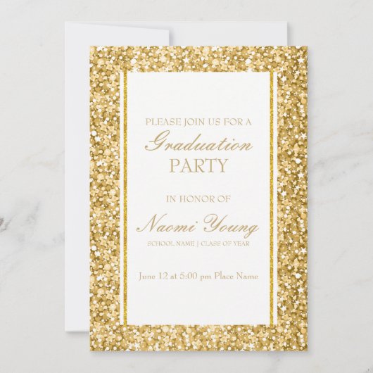 Glitter met goud en witte glitter kaart (Voorkant)