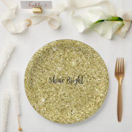 Glitter met gouden mousserend papieren bordje