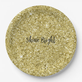 Glitter met gouden mousserend papieren bordje