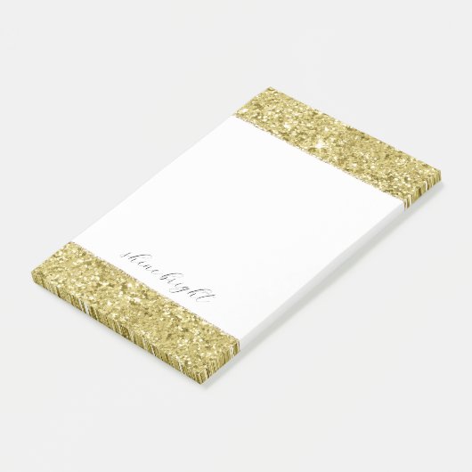 Glitter met gouden mousserend post-it® notes (Schuin)