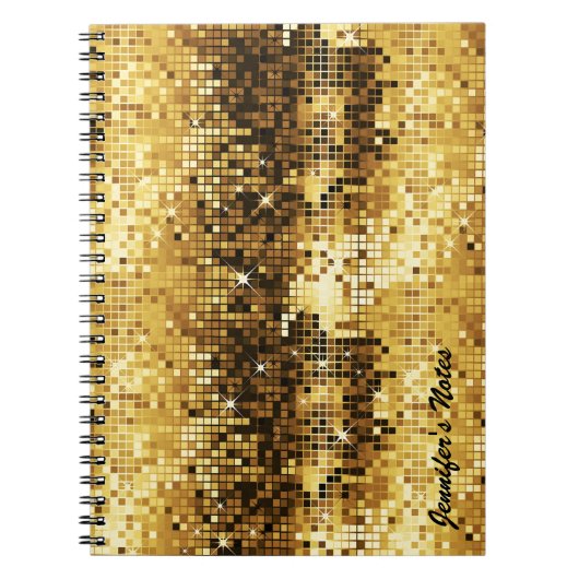 Glitter met goudtoonretro Discoball Notitieboek (Voorkant)