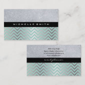 Glitter met groen zilveren Chevron patroon Visitekaartje (Voorkant / Achterkant)
