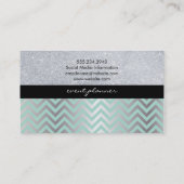 Glitter met groen zilveren Chevron patroon Visitekaartje (Achterkant)