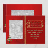 Glitter met prettige kerstboom | 2 Dubbele foto Feestdagenkaart (Voorkant / Achterkant)