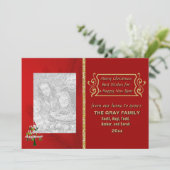 Glitter met prettige kerstboom | 2 Dubbele foto Feestdagenkaart (Staand voorkant)