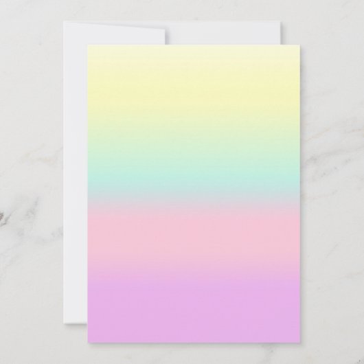 Glitter met Regenboog Eenhoorn Verjaardagsuitnodig Kaart (Achterkant)